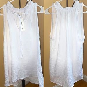 BEAUTIFUL WHITE SHIRT WITH PLEATED COLLAR by JUST LIVING - SIZE LARGE